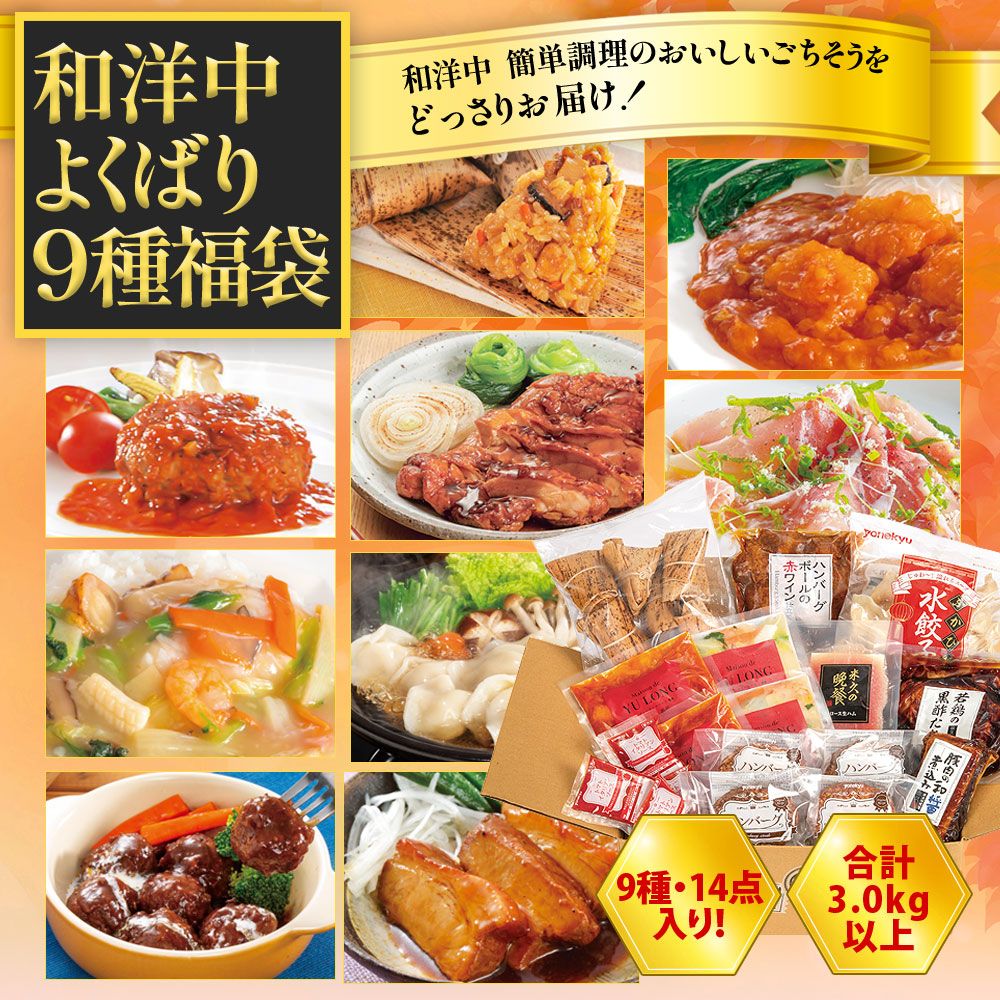 和洋中よくばり9種福袋（合計3.0kg以上の惣菜詰め合わせ)