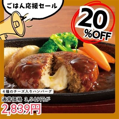 4種のチーズ入りハンバーグ6食セット（2種のソース付き）