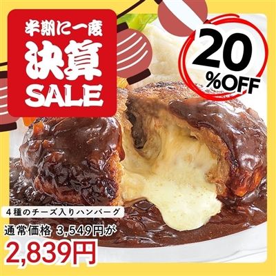4種のチーズ入りハンバーグ6食セット（2種のソース付き）