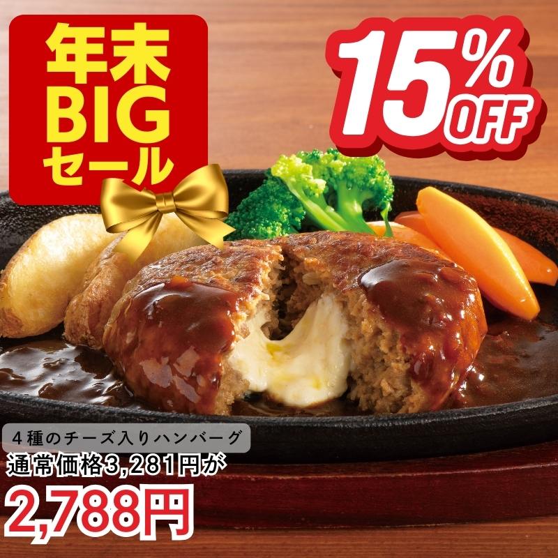 4種のチーズ入りハンバーグ6食セット（2種のソース付き）