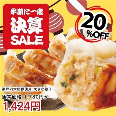 瀬戸内六穀豚使用　大きな餃子740g(20個入り)